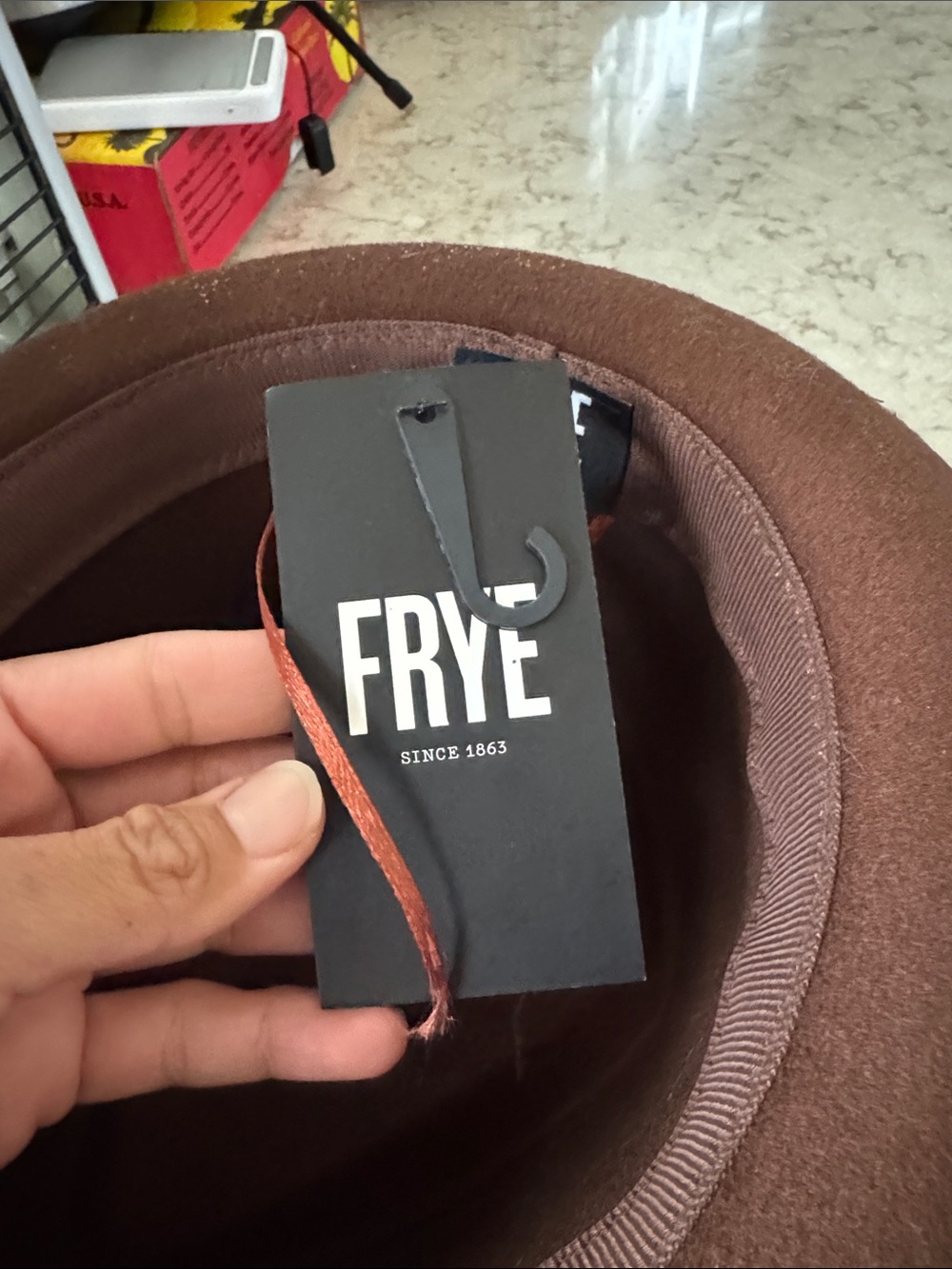 NWT Frye Cappuccino wood Felt Trilby Hat - Picture 4 of 6